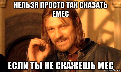 нельзя просто так сказать емес если ты не скажешь мес, Мем Нельзя просто так взять и (Боромир мем)