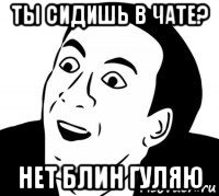 ты сидишь в чате? нет блин гуляю