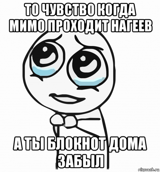 то чувство когда мимо проходит нагеев а ты блокнот дома забыл, Мем  ну пожалуйста (please)