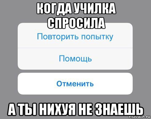 когда училка спросила а ты нихуя не знаешь, Мем Отменить Помощь Повторить попытку