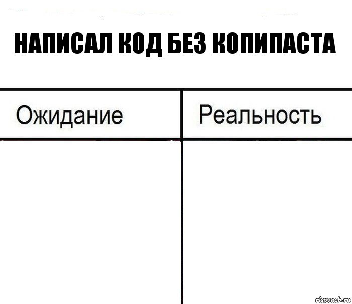 Написал код без копипаста  , Комикс  Ожидание - реальность