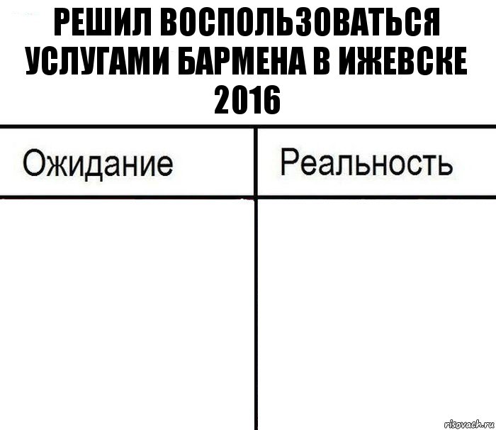 Решил воспользоваться услугами бармена в ижевске 2016  , Комикс  Ожидание - реальность