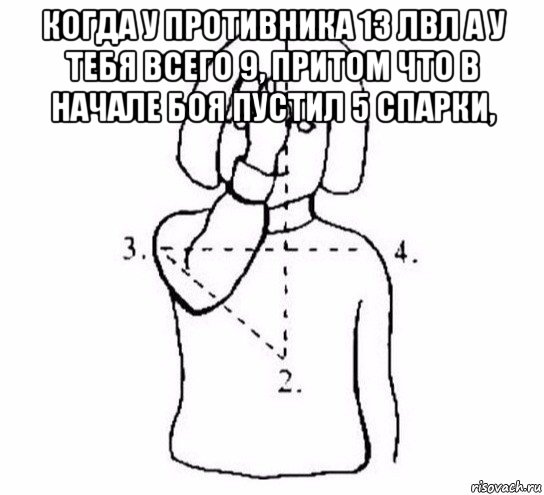 когда у противника 13 лвл а у тебя всего 9, притом что в начале боя пустил 5 спарки, , Мем  Перекреститься