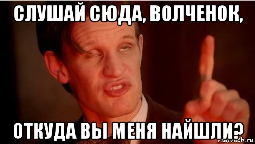 слушай сюда, волченок, откуда вы меня найшли?