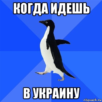 когда идешь в украину, Мем  Социально-неуклюжий пингвин