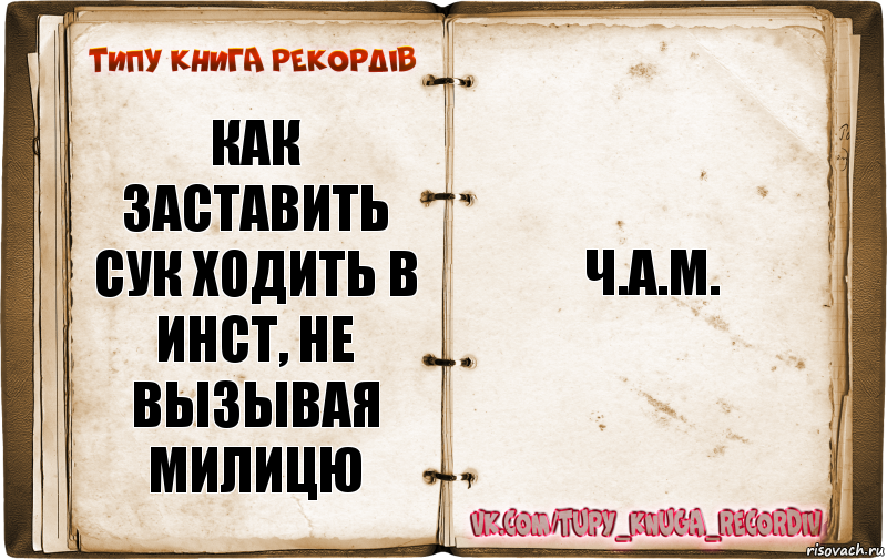 Как заставить сук ходить в инст, не вызывая милицю Ч.А.М., Комикс  Типу книга рекордв