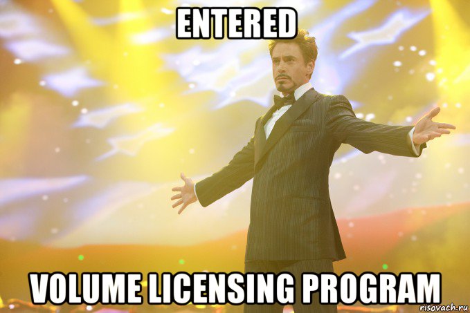 entered volume licensing program, Мем Тони Старк (Роберт Дауни младший)