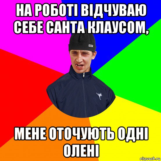 на роботі відчуваю себе санта клаусом, мене оточують одні олені