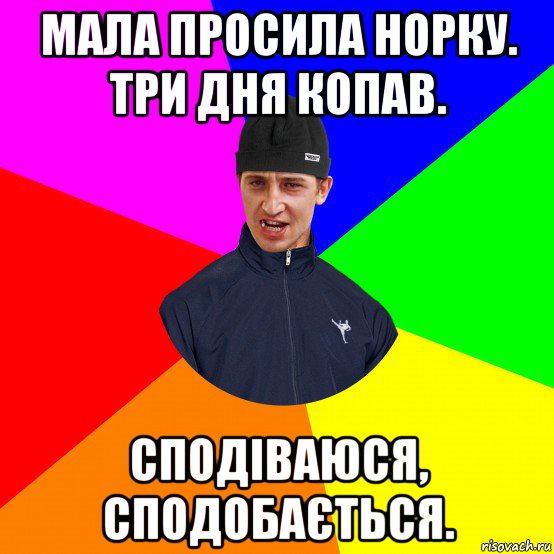 мала просила норку. три дня копав. сподіваюся, сподобається.