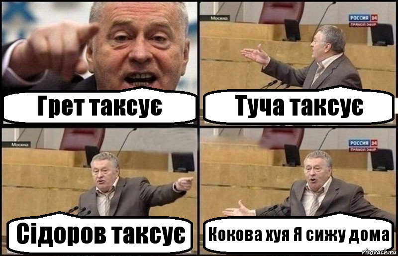 Грет таксує Туча таксує Сідоров таксує Кокова хуя Я сижу дома, Комикс Жириновский