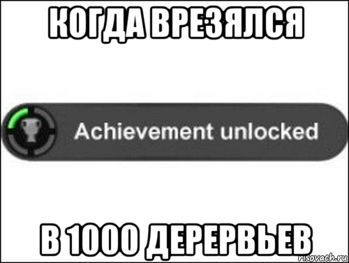 когда врезялся в 1000 дерервьев, Мем achievement unlocked