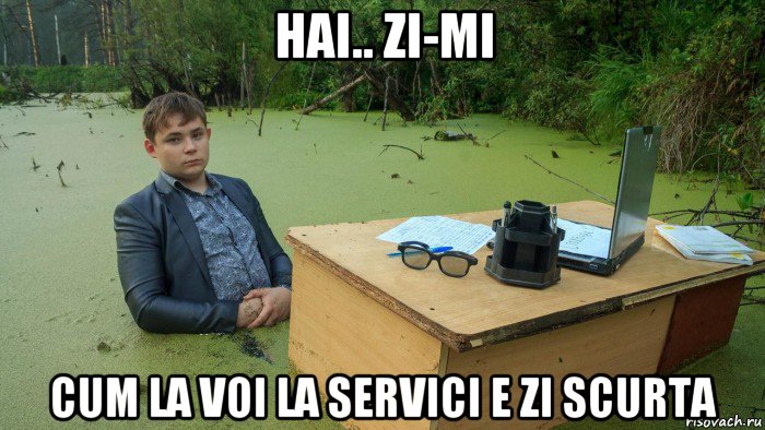 hai.. zi-mi cum la voi la servici e zi scurta, Мем  Парень сидит в болоте