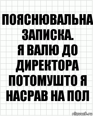 Пояснювальна записка.
Я валю до директора потомушто я насрав на пол, Комикс  бумага