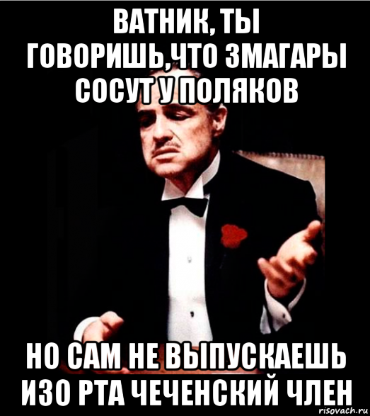 ватник, ты говоришь,что змагары сосут у поляков но сам не выпускаешь изо рта чеченский член