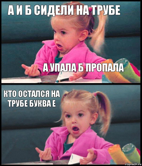 А И Б сидели на трубе А упала Б пропала Кто остался на трубе Буква Е , Комикс  Возмущающаяся девочка