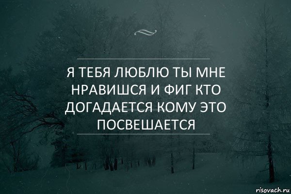 я тебя люблю ты мне нравишся и фиг кто догадается кому это посвешается