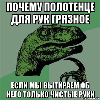 почему полотенце для рук грязное если мы вытираем об него только чистые руки, Мем Филосораптор