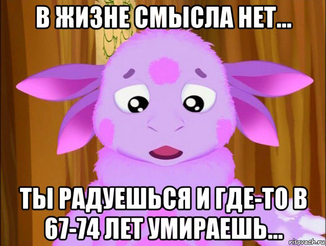 в жизне смысла нет... ты радуешься и где-то в 67-74 лет умираешь...