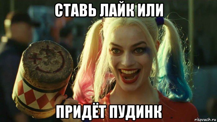 ставь лайк или придёт пудинк, Мем    Harley quinn