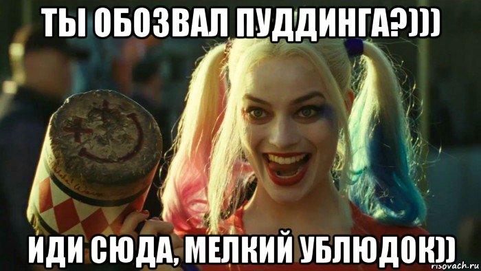 ты обозвал пуддинга?))) иди сюда, мелкий ублюдок)), Мем    Harley quinn