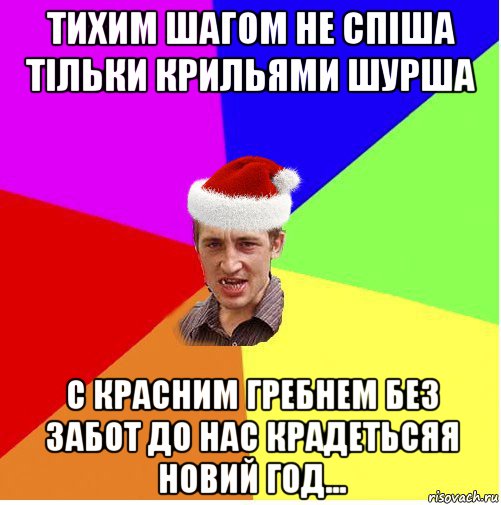 тихим шагом не спіша тільки крильями шурша с красним гребнем без забот до нас крадетьсяя новий год..., Мем Новогодний паца