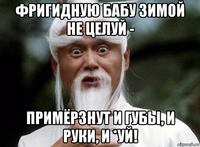 фригидную бабу зимой не целуй - примёрзнут и губы, и руки, и *уй!, Мем Китайский мудрец мудак