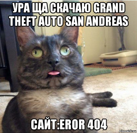 ура ща скачаю grand theft auto san andreas сайт:eror 404, Мем   Кот завис