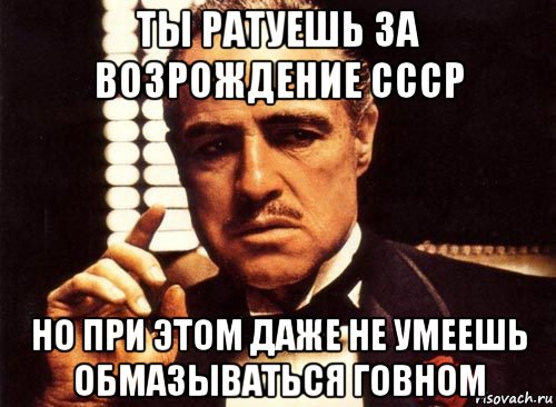 ты ратуешь за возрождение ссср но при этом даже не умеешь обмазываться говном, Мем крестный отец