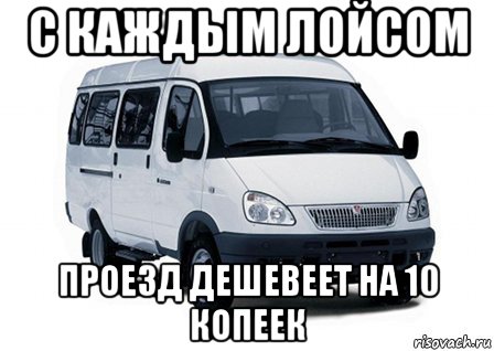 с каждым лойсом проезд дешевеет на 10 копеек, Мем Маршрутка