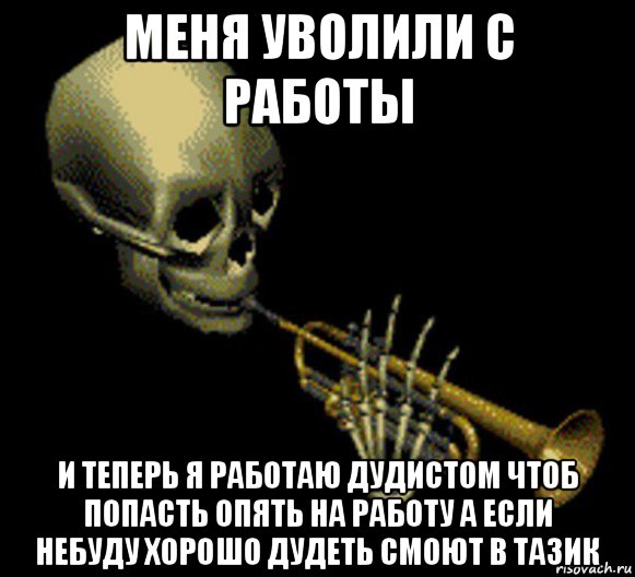 меня уволили с работы и теперь я работаю дудистом чтоб попасть опять на работу а если небуду хорошо дудеть смоют в тазик, Мем Мистер дудец