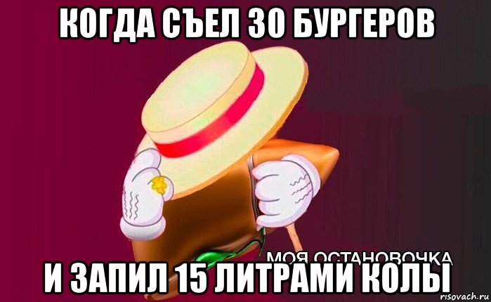 когда съел 30 бургеров и запил 15 литрами колы