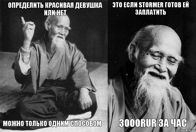 Определить красивая девушка или нет можно только одним способом Это если Stormer готов ей заплатить 3000RUR за час, Комикс Мудрец-монах (4 зоны)