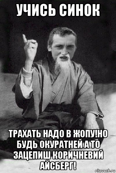 учись синок трахать надо в жопу!но будь окуратней а то зацепиш коричневий айсберг!, Мем Мудрий паца