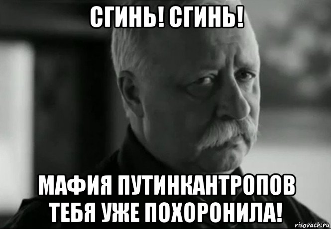 сгинь! сгинь! мафия путинкантропов тебя уже похоронила!, Мем Не расстраивай Леонида Аркадьевича