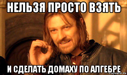 нельзя просто взять и сделать домаху по алгебре, Мем Нельзя просто так взять и (Боромир мем)