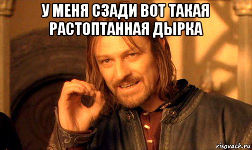 у меня сзади вот такая растоптанная дырка , Мем Нельзя просто так взять и (Боромир мем)