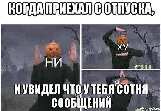 когда приехал с отпуска, и увидел что у тебя сотня сообщений, Мем  Ни ху Я