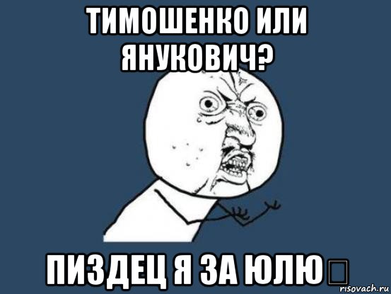 тимошенко или янукович? пиздец я за юлю❤, Мем Ну почему