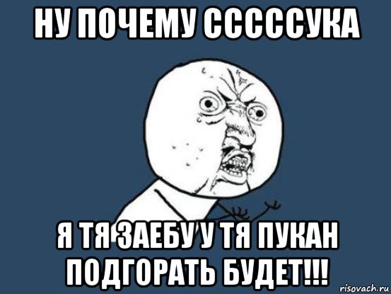 ну почему сссссука я тя заебу у тя пукан подгорать будет!!!, Мем Ну почему