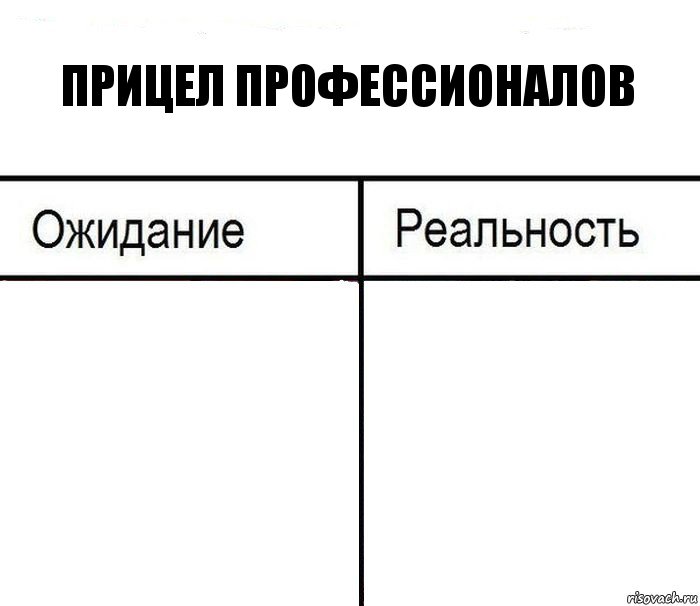 прицел профессионалов  , Комикс  Ожидание - реальность