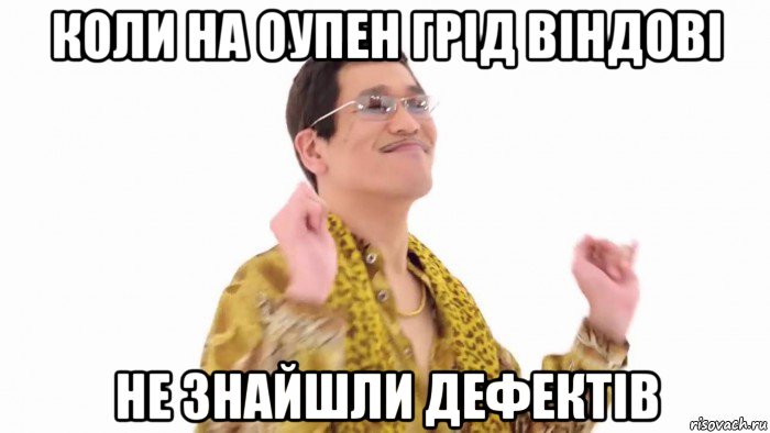 коли на оупен грід віндові не знайшли дефектів, Мем    PenApple