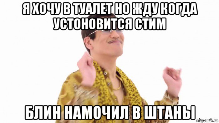 я хочу в туалет но жду когда устоновится стим блин намочил в штаны, Мем    PenApple