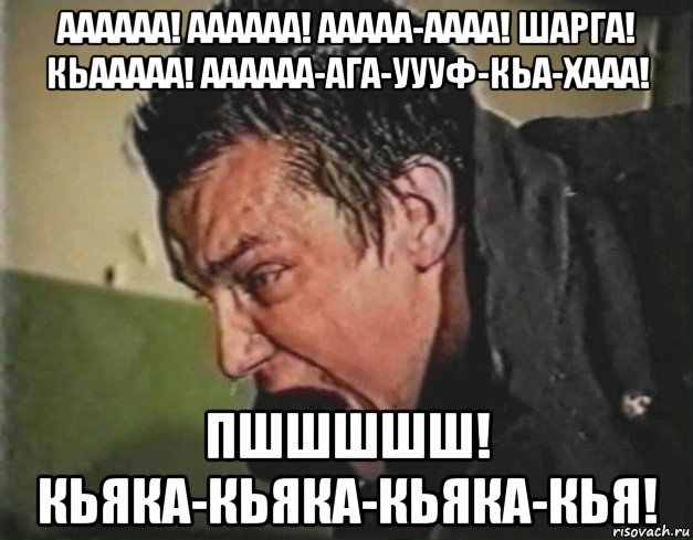 аааааа! аааааа! ааааа-аааа! шарга! кьааааа! аааааа-ага-уууф-кьа-хааа! пшшшшш! кьяка-кьяка-кьяка-кья!