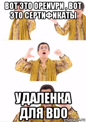 вот это openvpn , вот это сертификаты удаленка для bdo