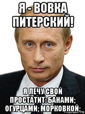 я - вовка питерский! я лечу свой простатит: банами; огурцами; морковкой;, Мем Путин