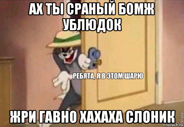 ах ты сраный бомж ублюдок жри гавно хахаха слоник, Мем    Ребята я в этом шарю