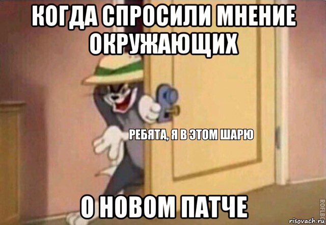 когда спросили мнение окружающих о новом патче, Мем    Ребята я в этом шарю