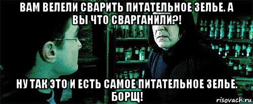 вам велели сварить питательное зелье. а вы что сварганили?! ну так это и есть самое питательное зелье. борщ!