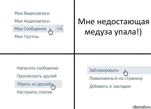 Мне недостающая медуза упала!), Комикс  Удалить из друзей