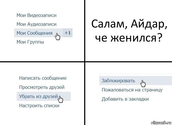 Салам, Айдар, че женился?, Комикс  Удалить из друзей